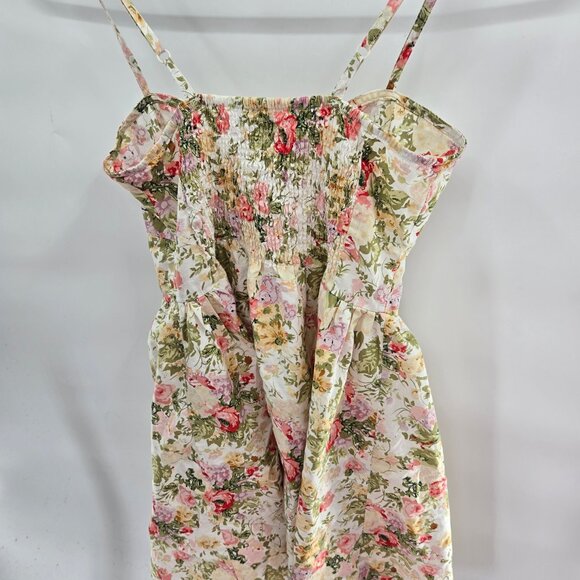 Cotton On Cream Floral Cottagecore Mini Ruched Back100% Cotton Dress Medium - Picture 6 of 10